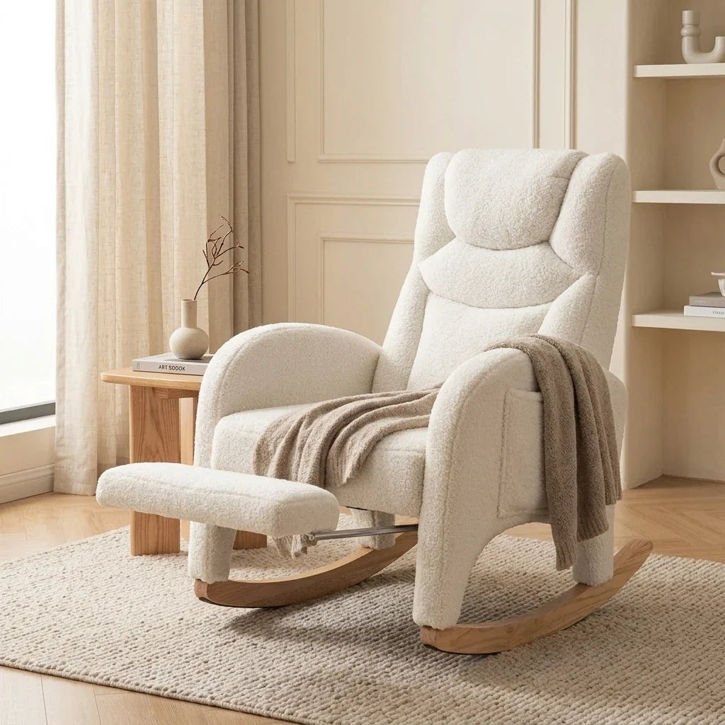 Rocking chair d'allaitement ONA en teddy crème