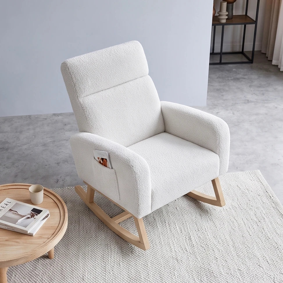 FLOVRA, rocking chair en tissu teddy à dossier haut, photo 3