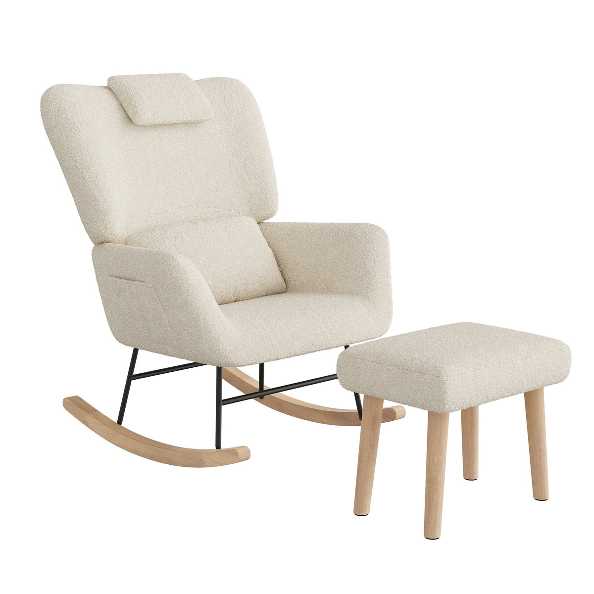 NELVA, rocking chair ergonomique allaitement en tissu teddy, photo 11