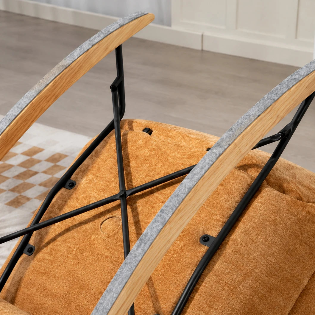 NESTA - rocking chair cocon chenille grande assise, coloris Jaune Caramel