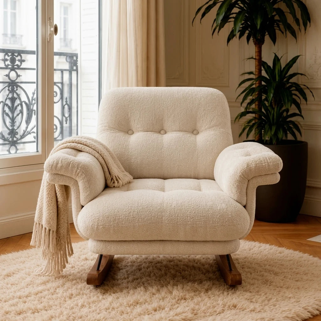 NIMBA, rocking chair cocon XXL en chenille inclinable, photo 3
