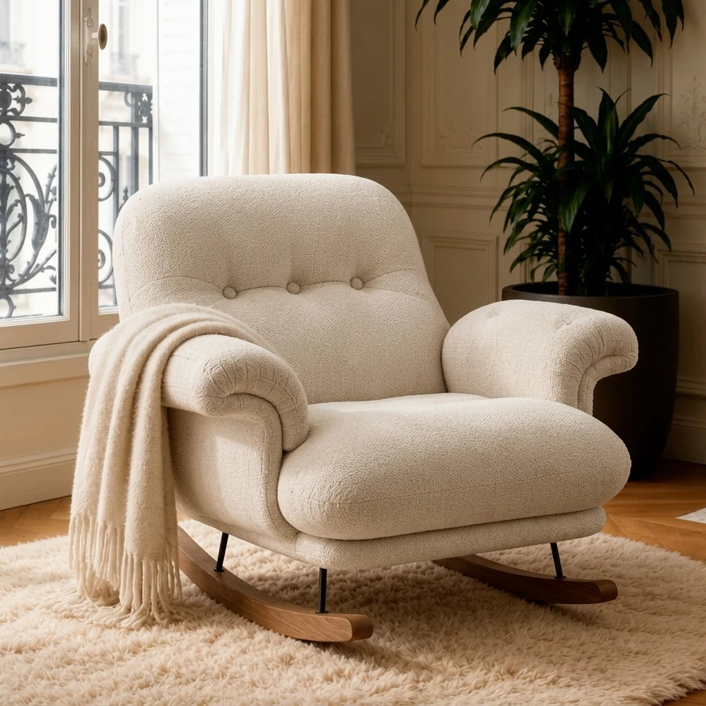 NIMBA, rocking chair cocon XXL en chenille inclinable, photo 2