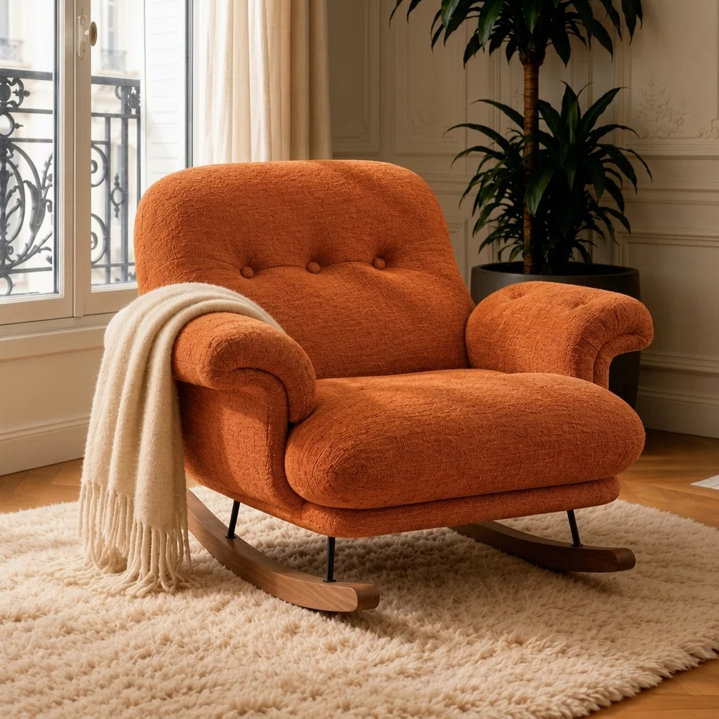 NIMBA, rocking chair cocon XXL en chenille inclinable, photo 8