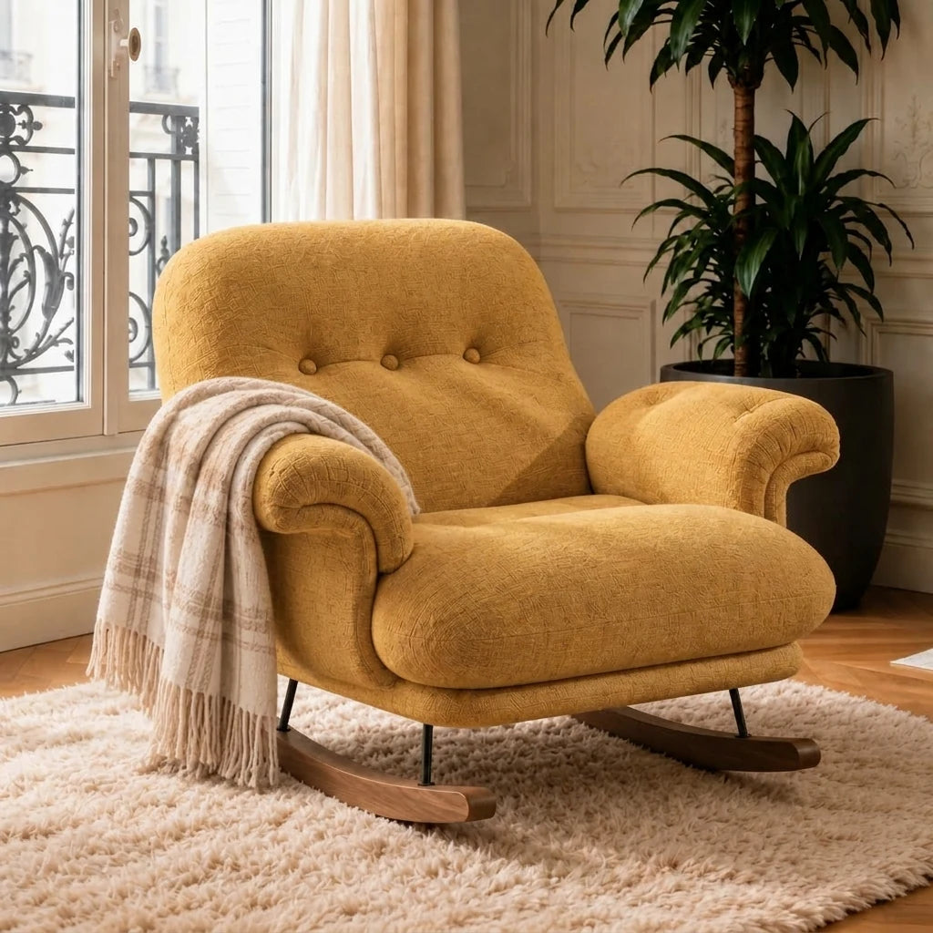 NIMBA, rocking chair cocon XXL en chenille inclinable, photo 9
