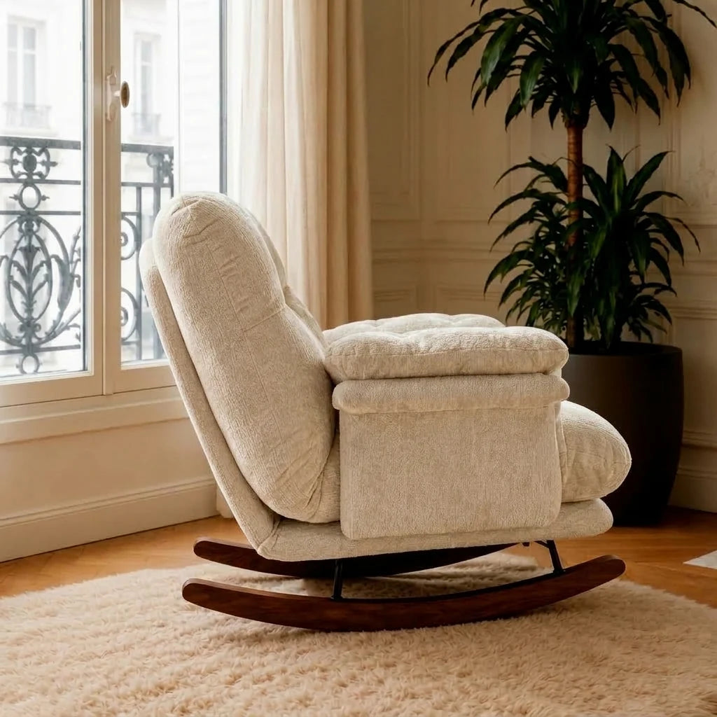 NIMBA, rocking chair cocon XXL en chenille inclinable, photo 4