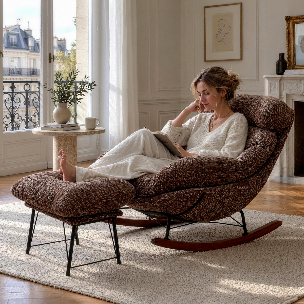 BOUNCI, rocking chair lounge XXL ultra rembourré, visuel de présentation