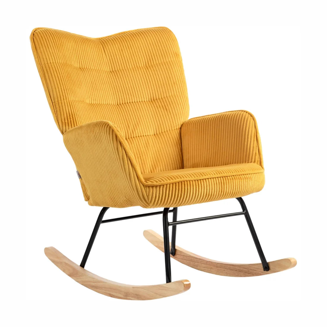 SOLIS – Rocking Chair Tissu Côtelé & Bois