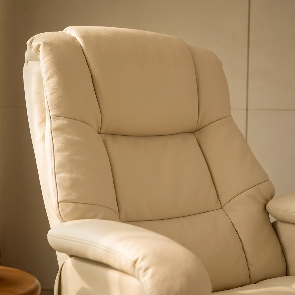 OSLO – Fauteuil Relax Pivotant 360° avec Repose-pieds, Similicuir Beige