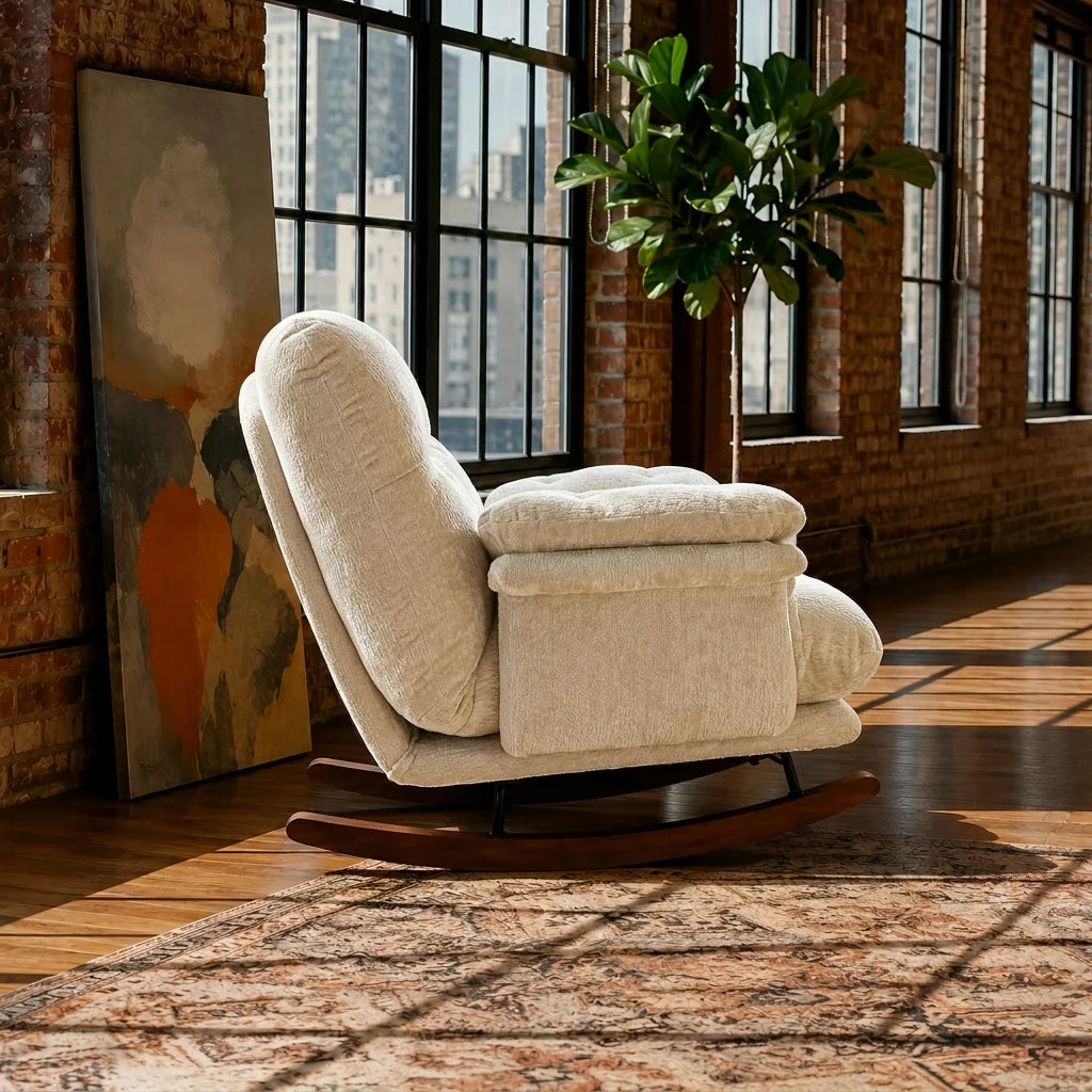 NIMBA - rocking chair cocon XXL blanc crème, vue arrière