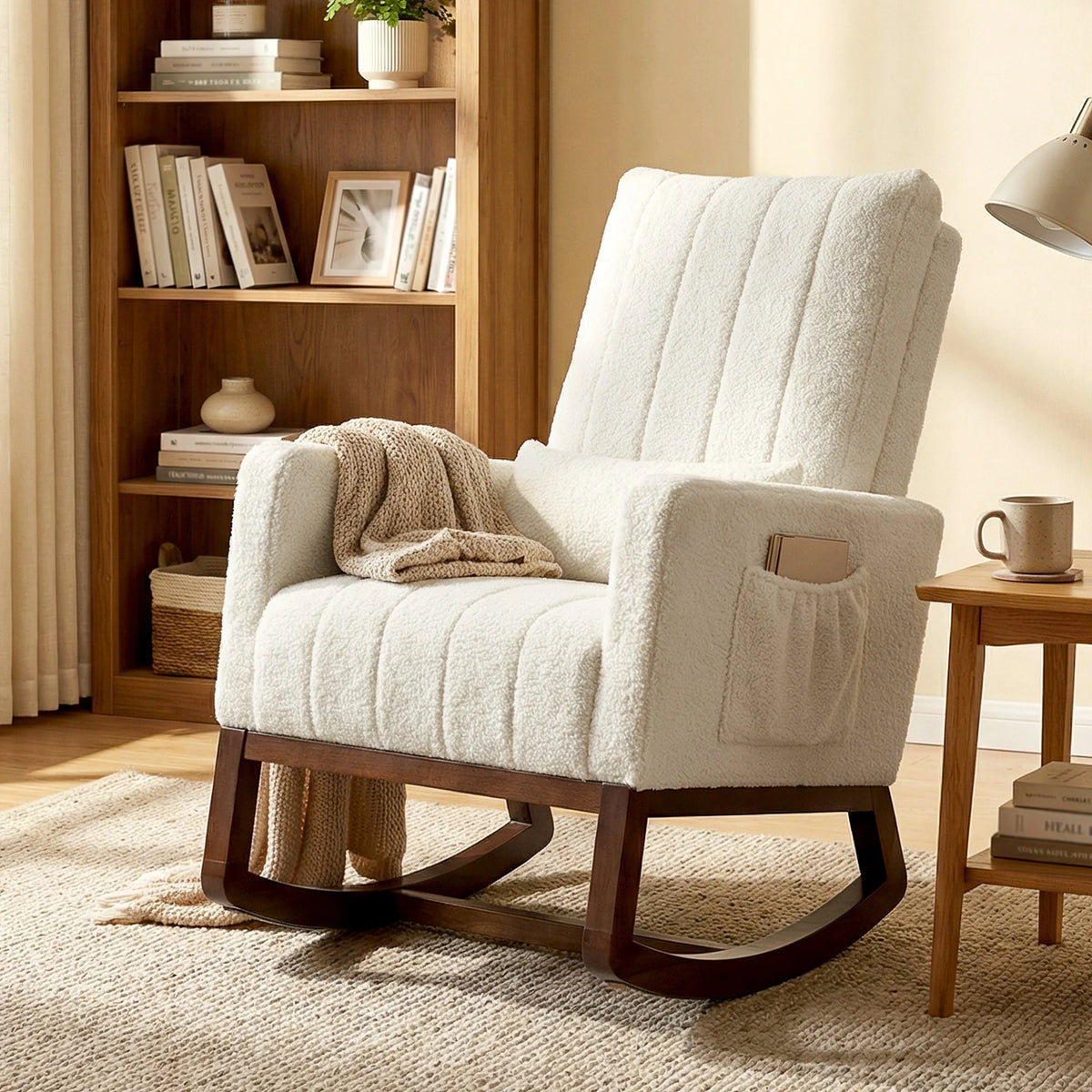 LULO, rocking chair allaitement en flanelle blanche, photo 8