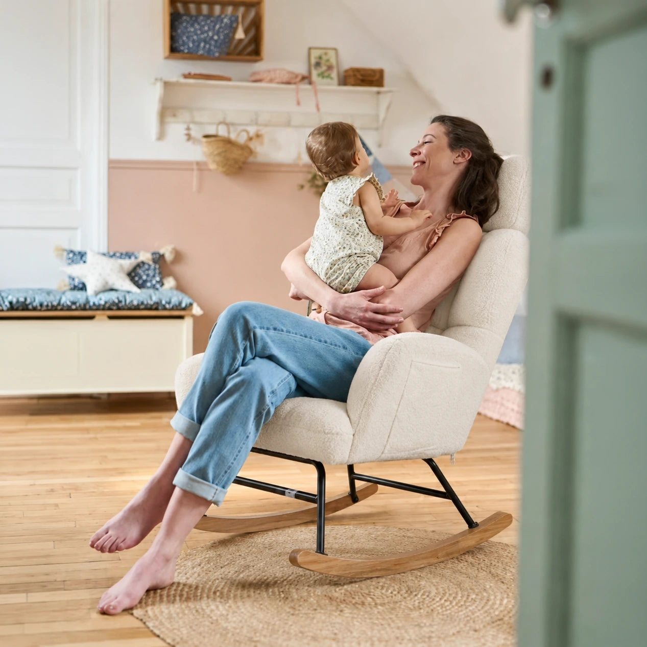 NORKA – Rocking Chair Ultra Doux Appui-Tête & Accoudoirs