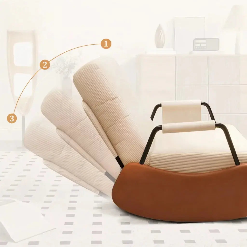 ALORA - Rocking Chair Design Velours Côtelé & Bois Massif - Oscille