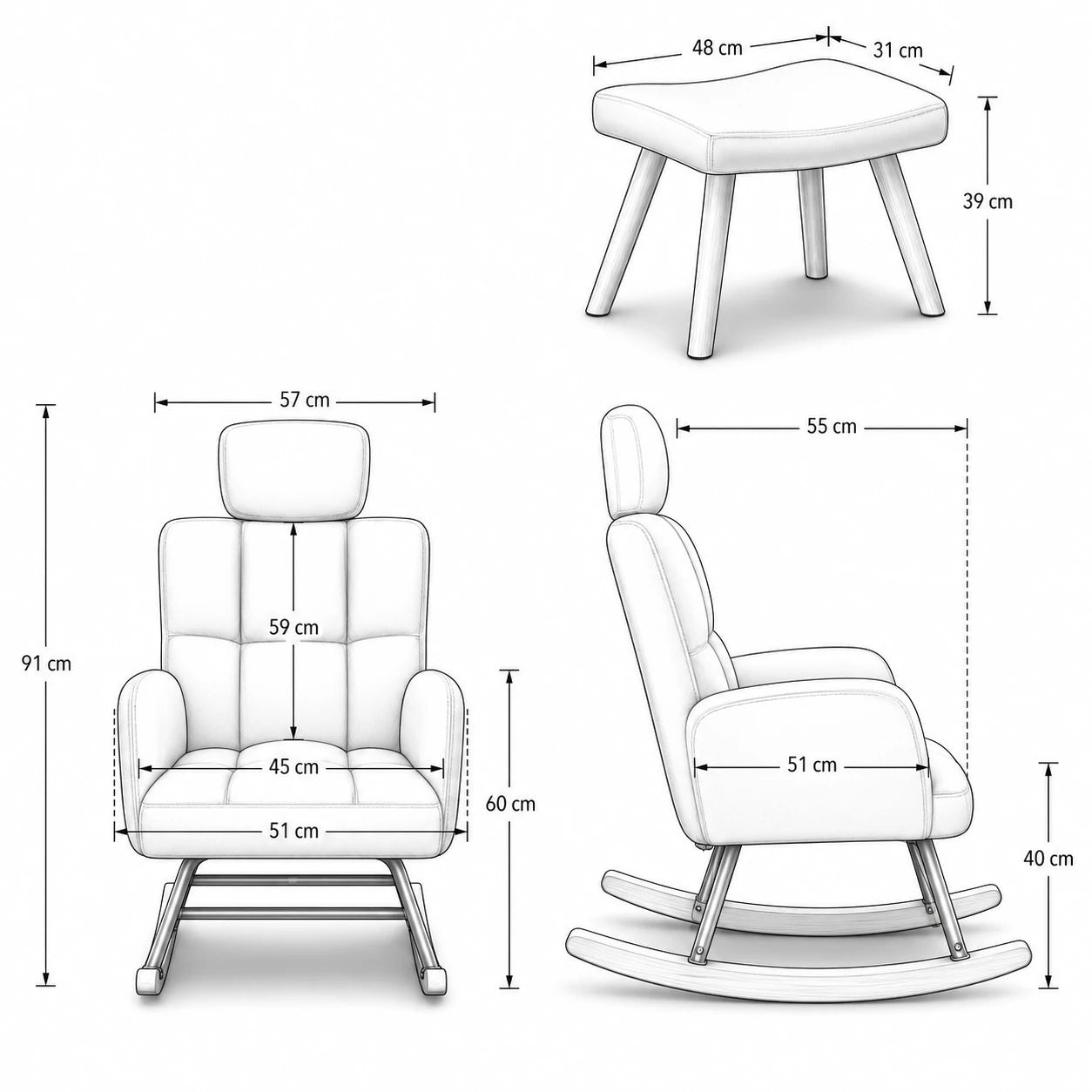 NORKA – Ultra-Soft Rocking Chair with Headrest & Armrests