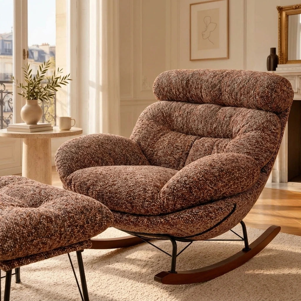 BOUNCI - Rocking Chair Lounge XXL Ultra Rembourré avec Repose-Pieds