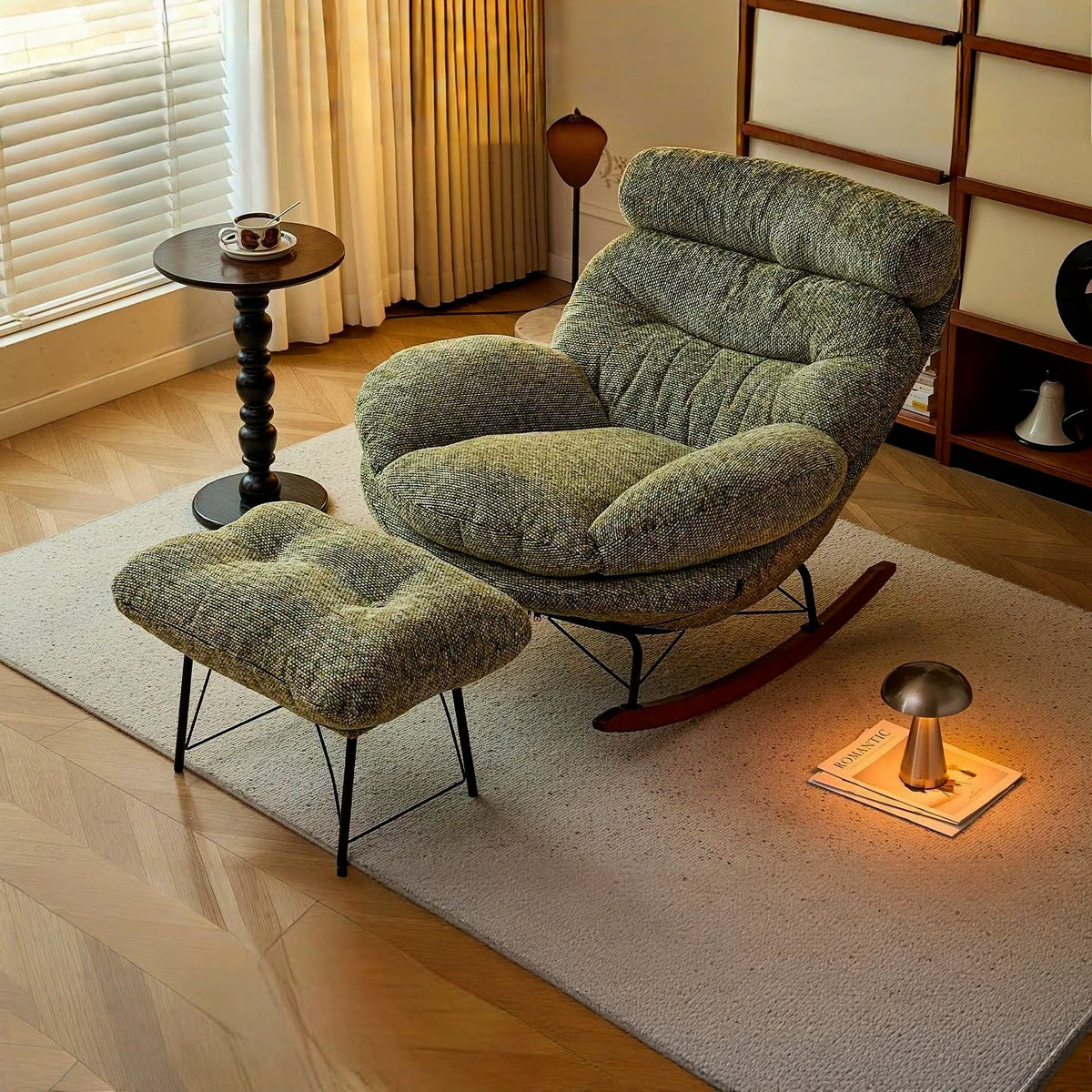 BOUNCI - Rocking Chair Lounge XXL Ultra Rembourré avec Repose-Pieds