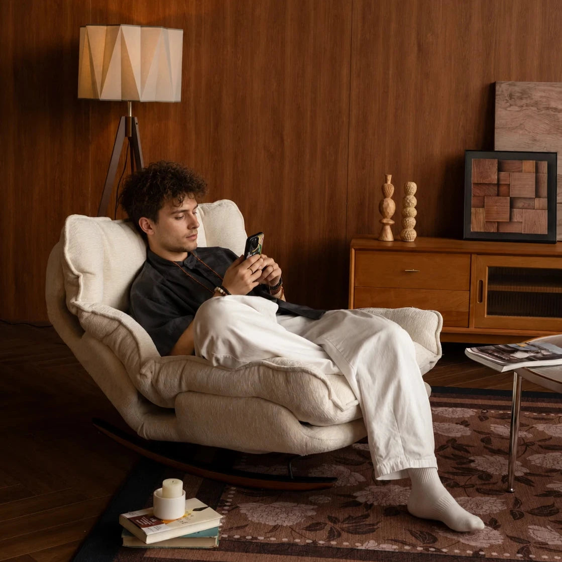VELDA - Rocking Chair Paresseux Inclinable Doux