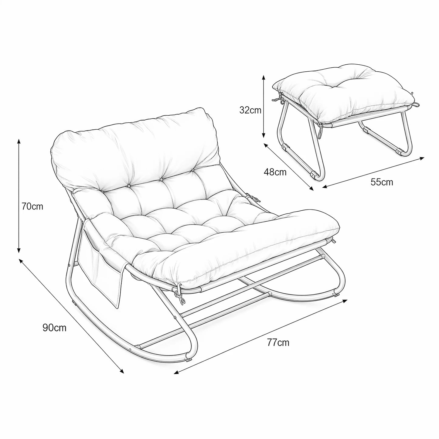 SUNDVIK - Outdoor Rocking Chair Waterproof Cushion