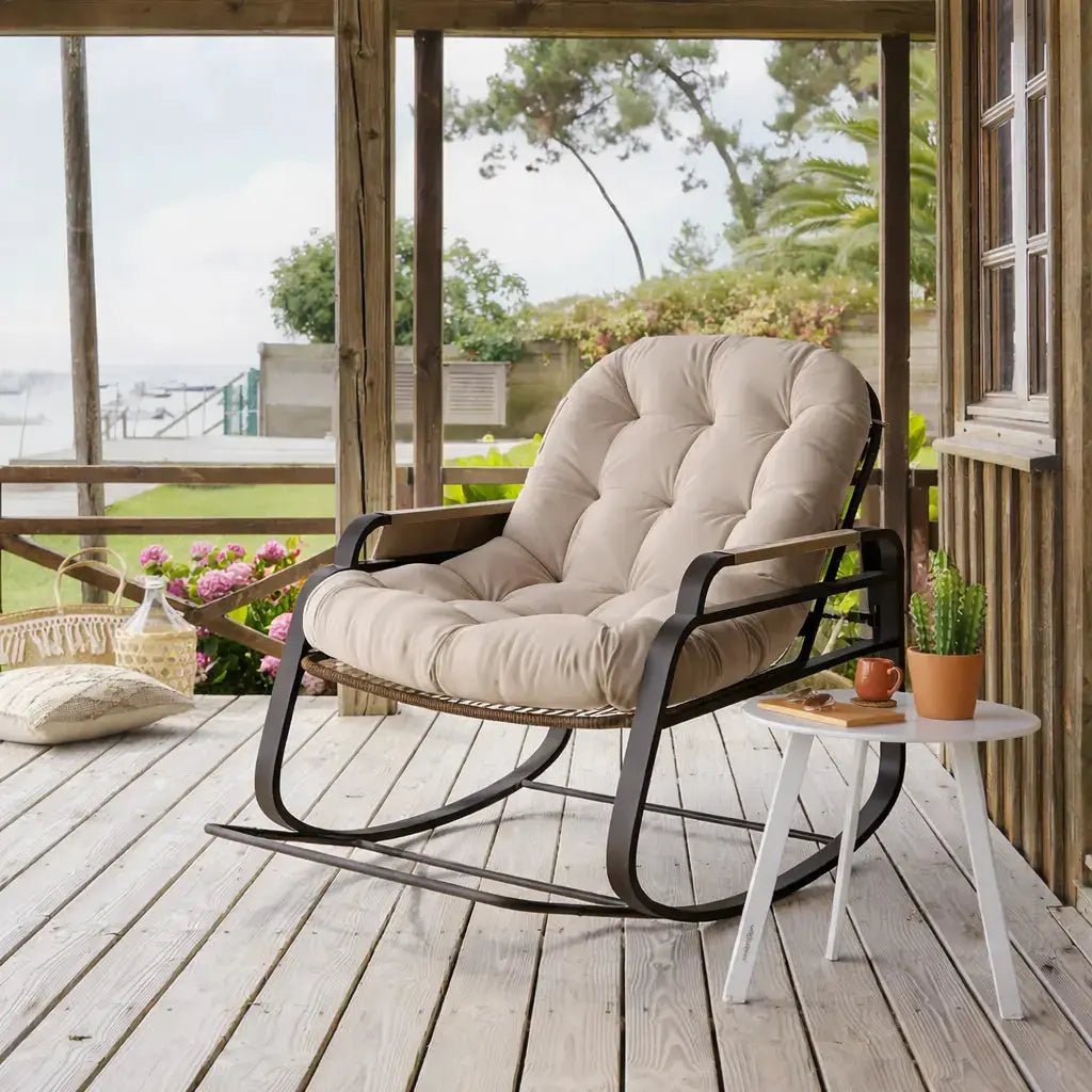 SOLENA – Rocking Chair Rotin Extérieur - Oscille