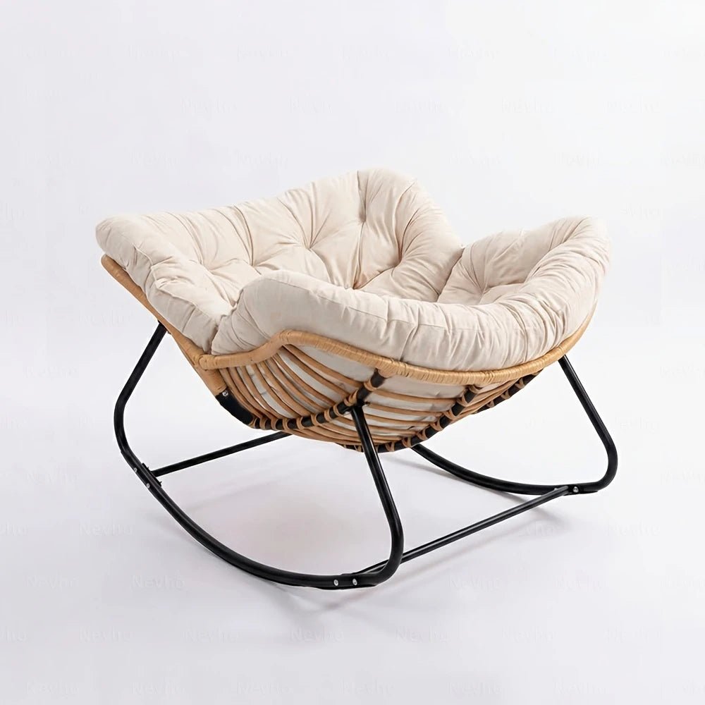 BOLMO - Rattan Rocking Chair & XXL All-Season Cushion