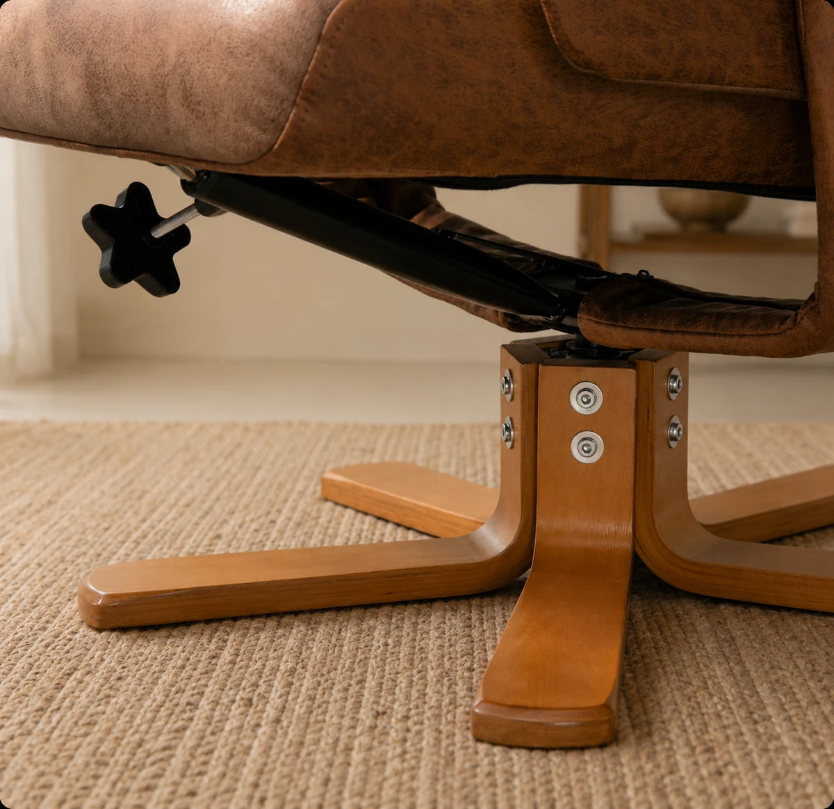 TOVA – Fauteuil Relax Inclinable 135° Pivotant avec Repose-pieds, Microfibre Marron
