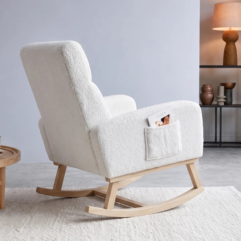 FLOVRA, rocking chair en tissu teddy à dossier haut, photo 4