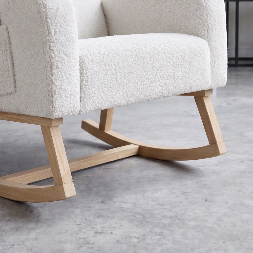 FLOVRA, rocking chair en tissu teddy à dossier haut, photo 5