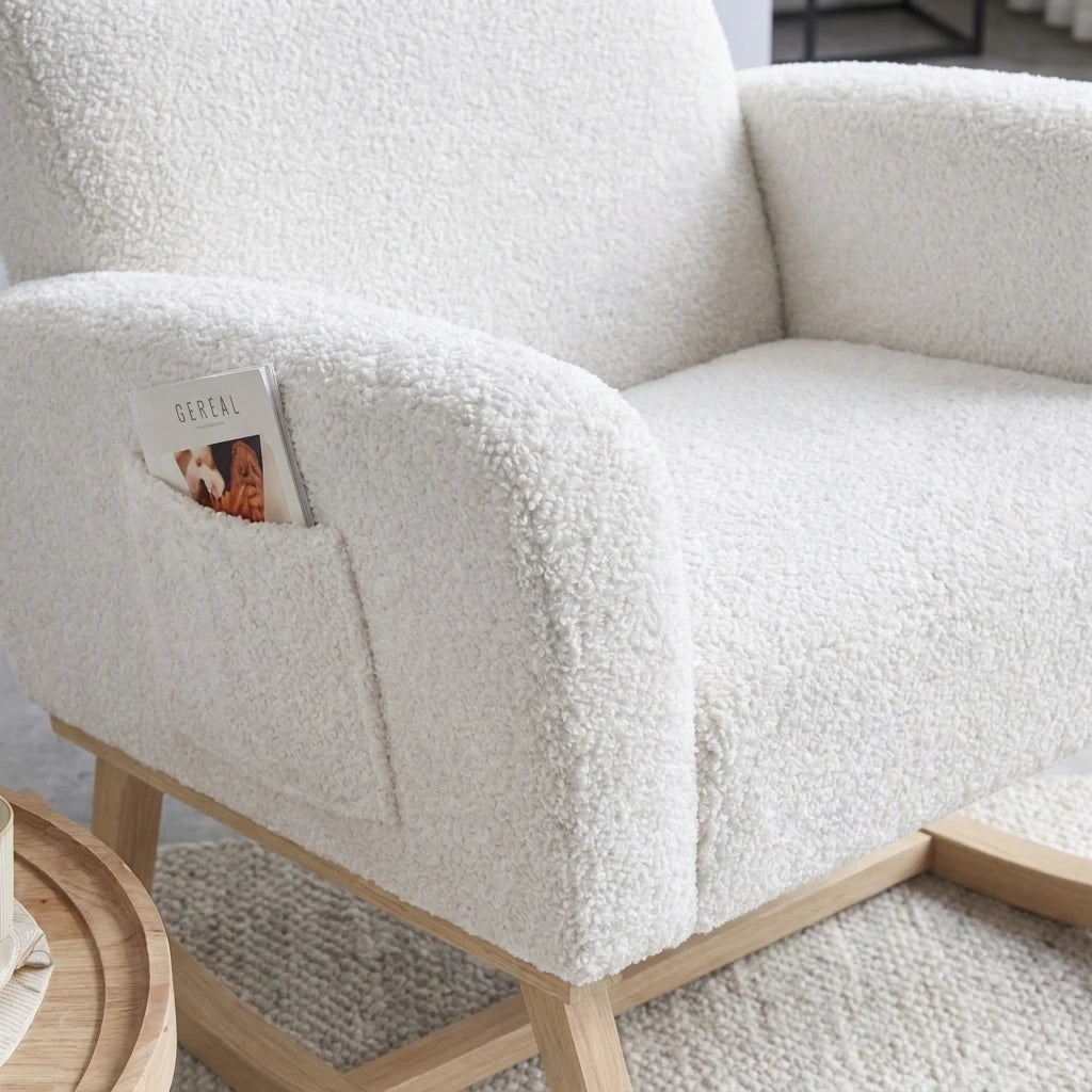 FLOVRA, rocking chair en tissu teddy à dossier haut, photo 6