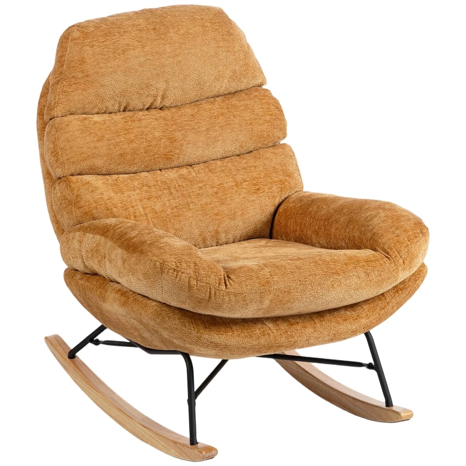 NESTA - rocking chair cocon chenille grande assise, coloris Jaune Caramel