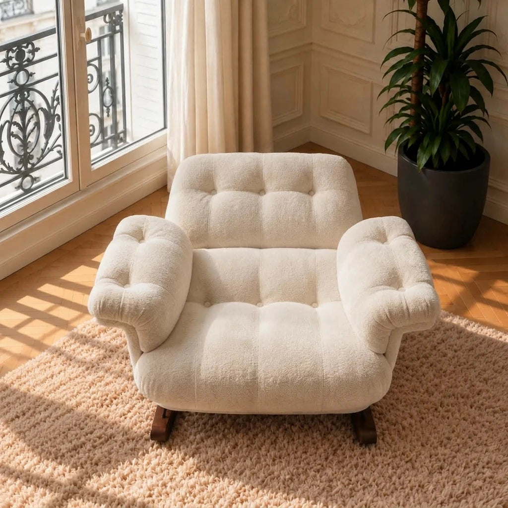 NIMBA, rocking chair cocon XXL en chenille inclinable, photo 5