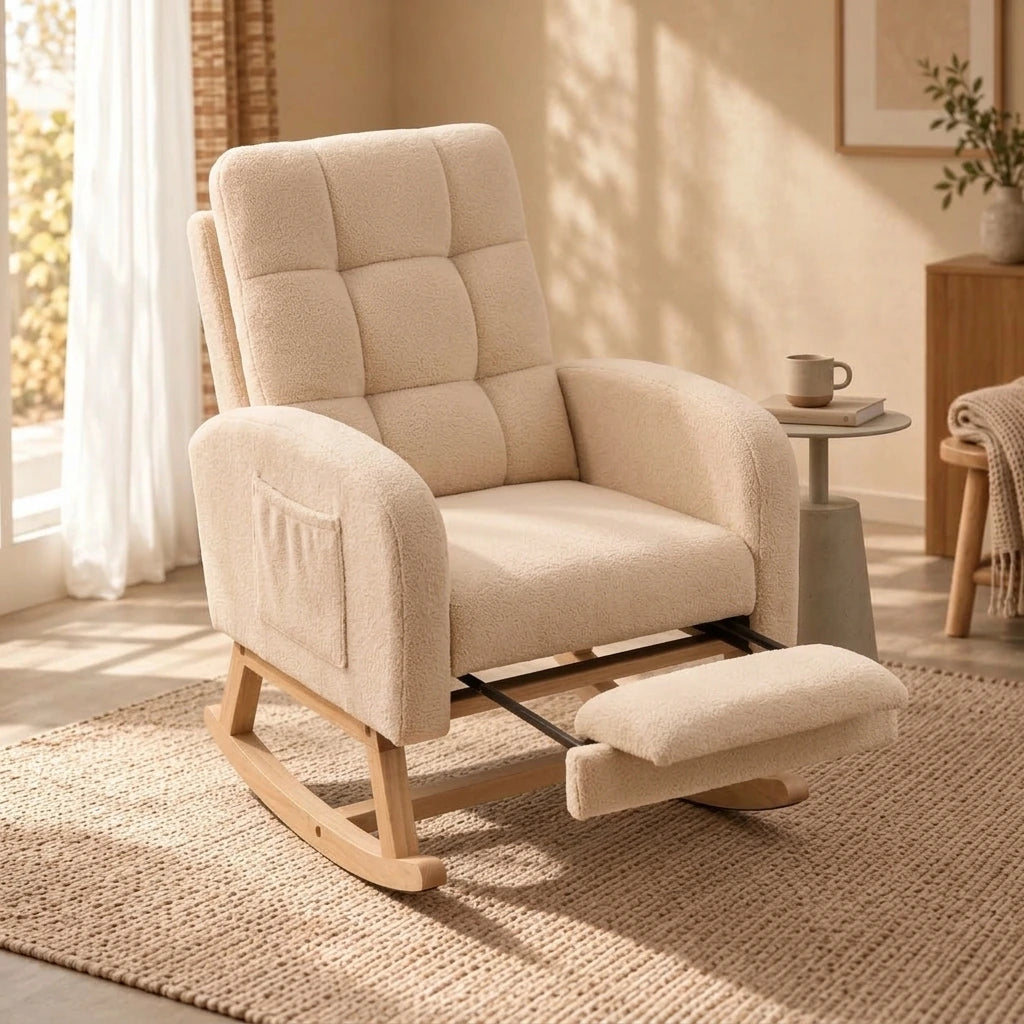 MAJA - Rocking Chair Teddy avec Repose-pieds
