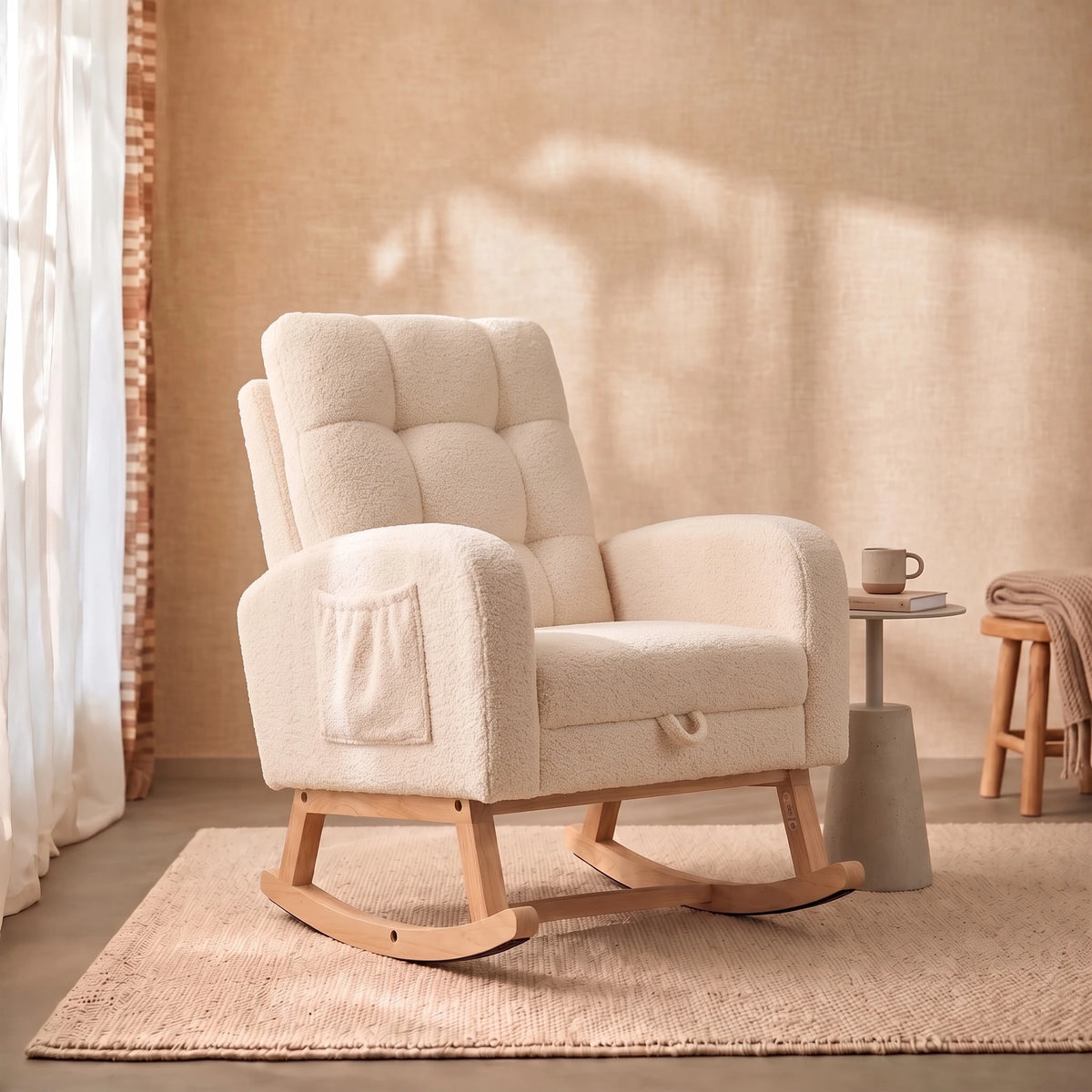MAJA - Rocking Chair Teddy avec Repose-pieds
