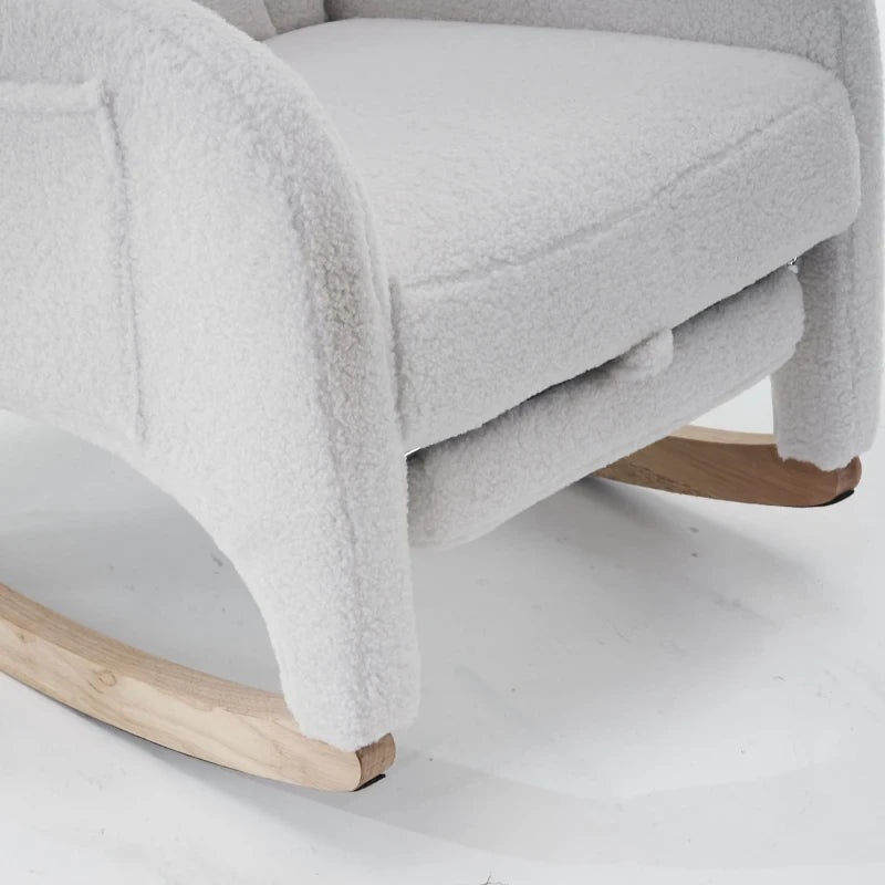 ONA – rocking chair allaitement, détail des patins de bascule en bois