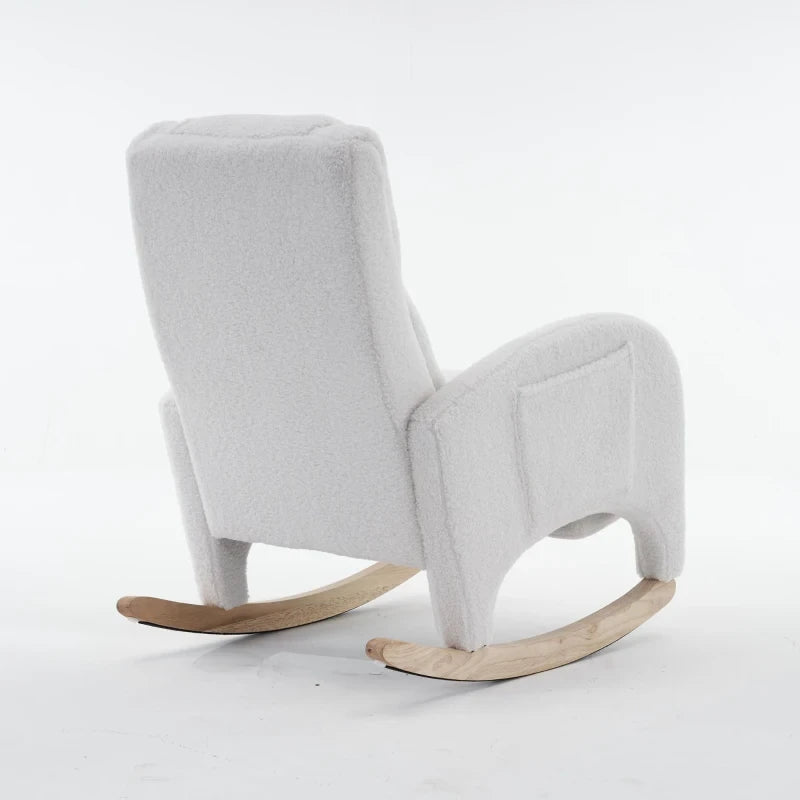 ONA – fauteuil à bascule allaitement teddy, repose-pieds pliable déployé