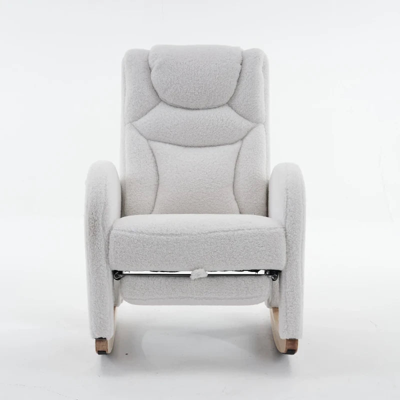 ONA – rocking chair teddy blanc, détail de l'assise moelleuse