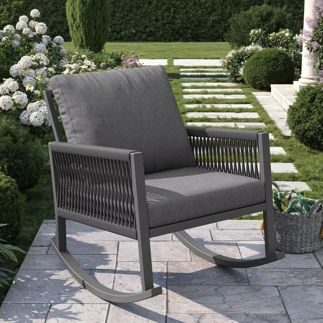 TENZO – Rocking Chair Extérieur Corde Tressée - Oscille