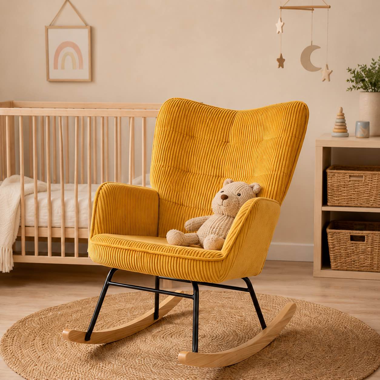SOLIS - rocking chair jaune vintage, chambre bébé