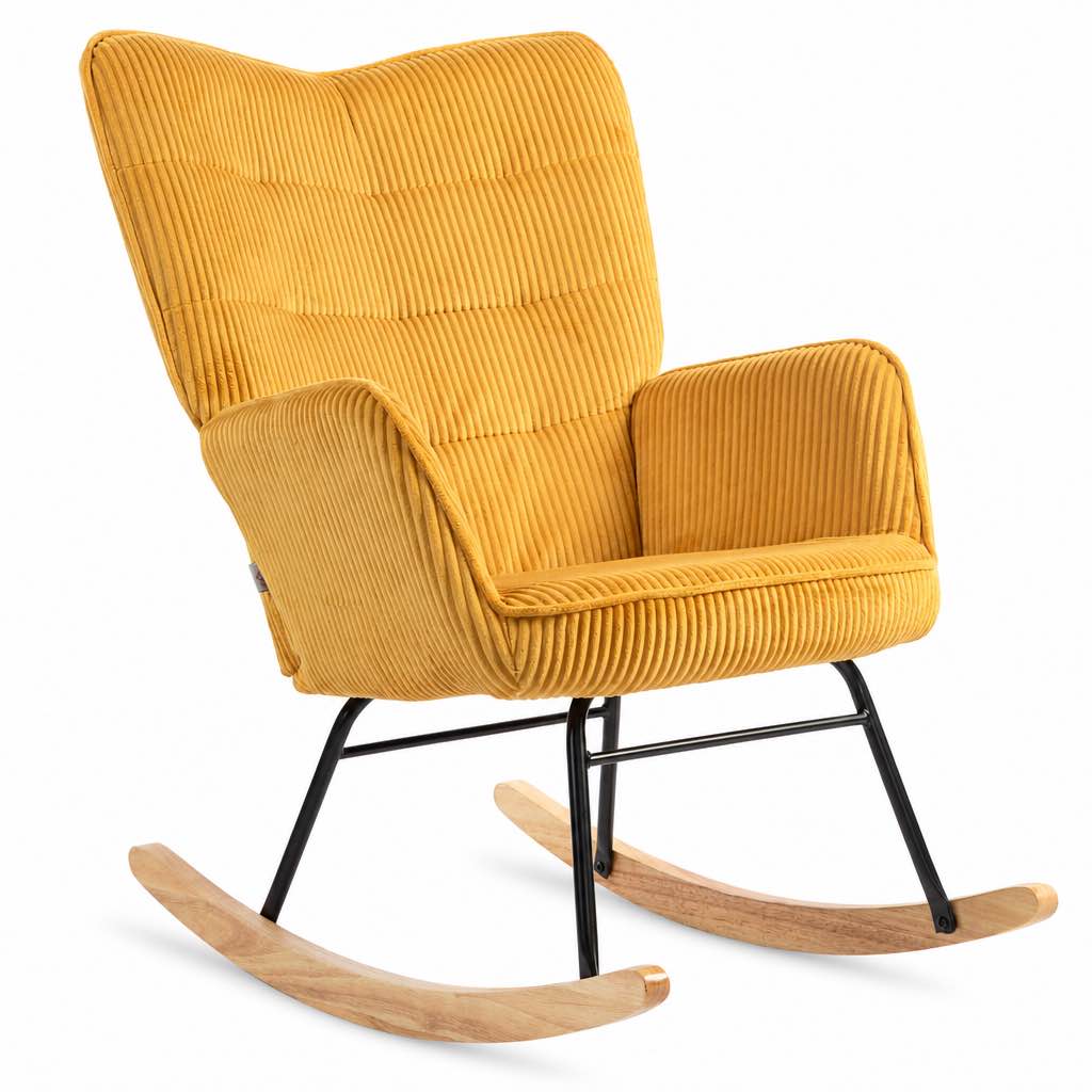 SOLIS - rocking chair jaune vintage, vue produit