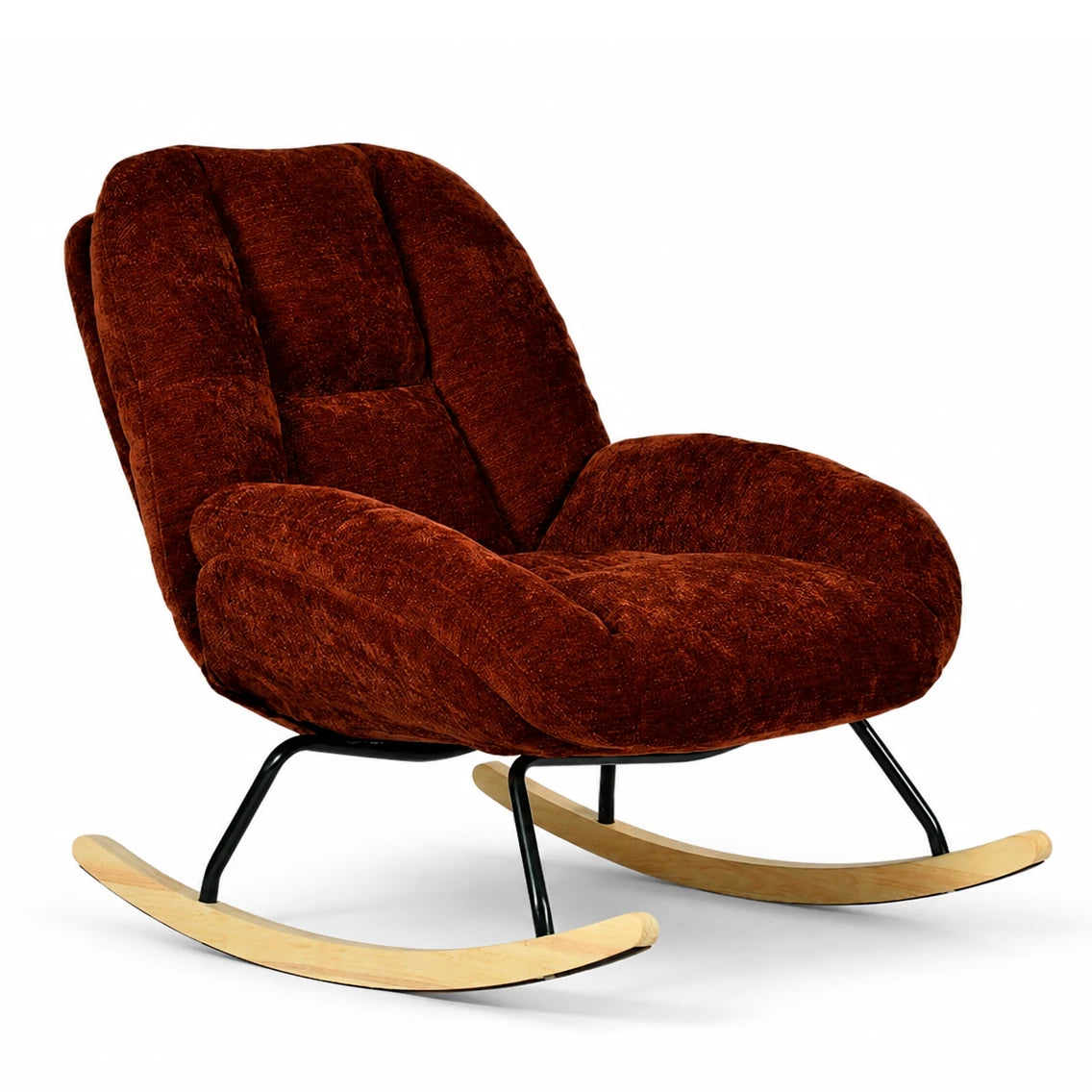 ANGORA - Fauteuil à Bascule Scandinave en Tissu Chenille