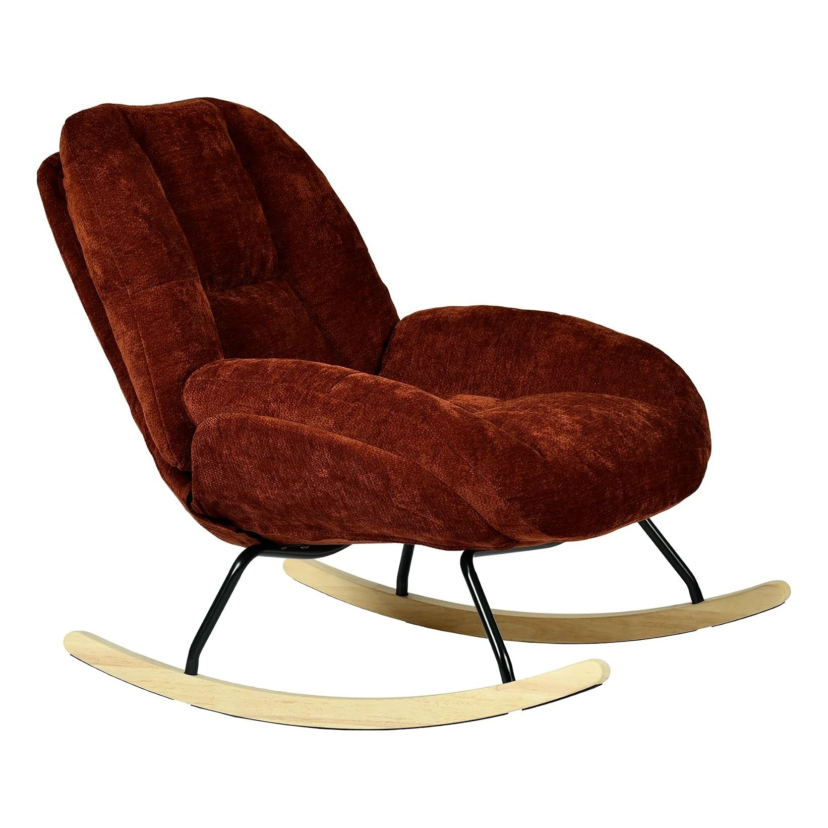 ANGORA - Fauteuil à Bascule Scandinave en Tissu Chenille