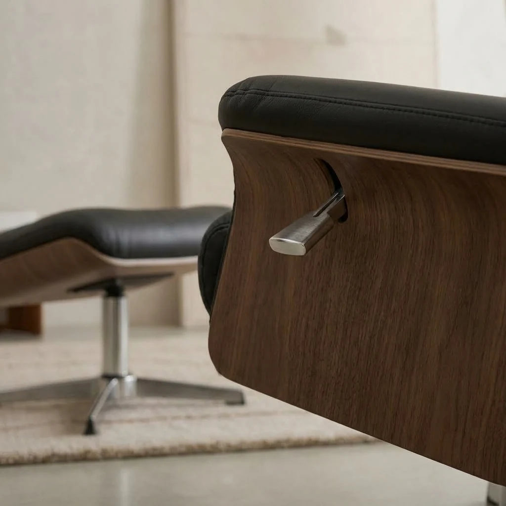 LAGOM – Fauteuil Relax Pivotant avec Repose-pieds et Têtière Réglable, Noir