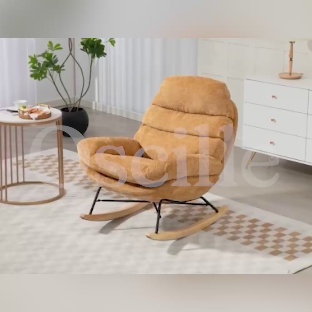 NESTA, rocking chair cocon en velours chenille, vidéo