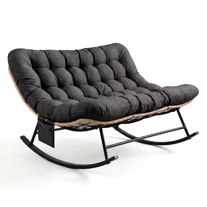 DOVA - Rattan 2-Seater Rocking Chair with XXL Cushion