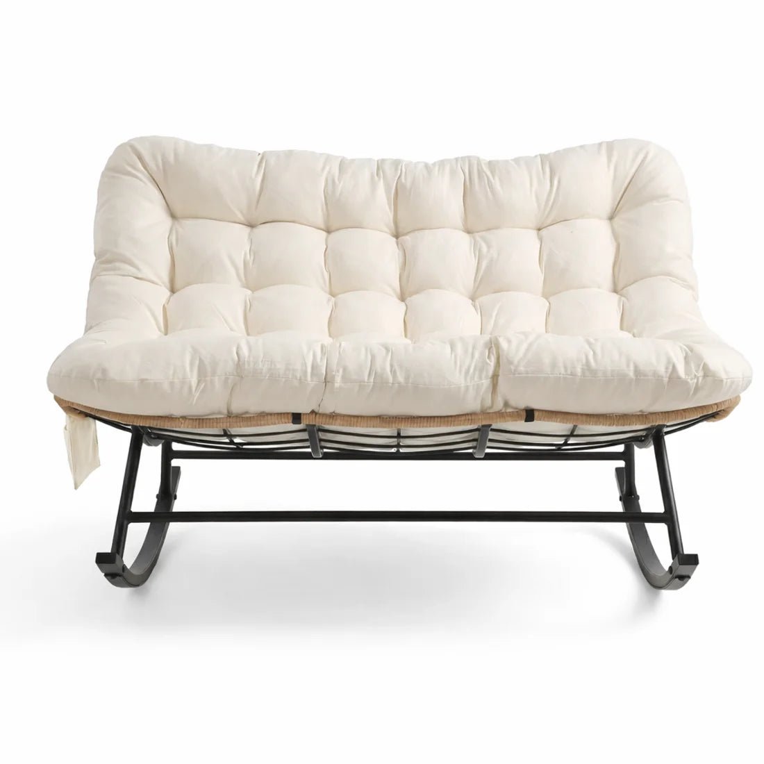 DOVA - Rocking Chair Rotin 2 Places Coussin XXL - Oscille
