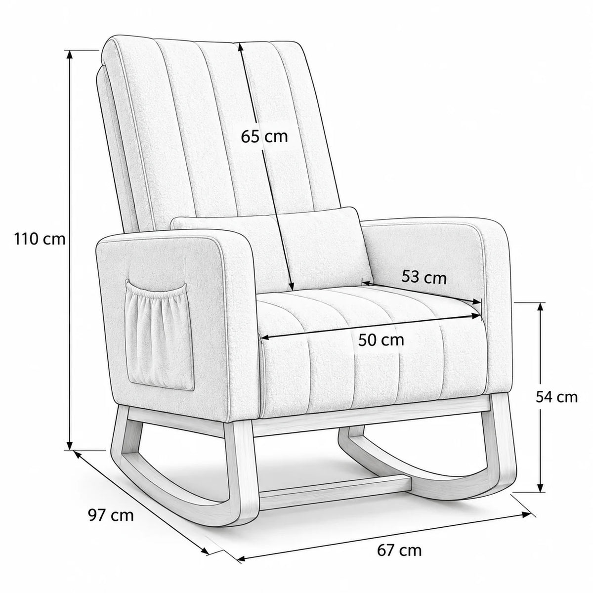 LULO, rocking chair allaitement en flanelle blanche, photo 9