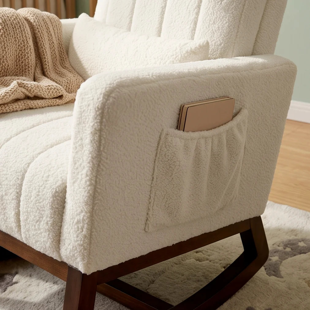LULO, rocking chair allaitement en flanelle blanche, photo 2