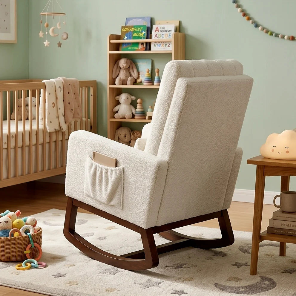 LULO, rocking chair allaitement en flanelle blanche, photo 3