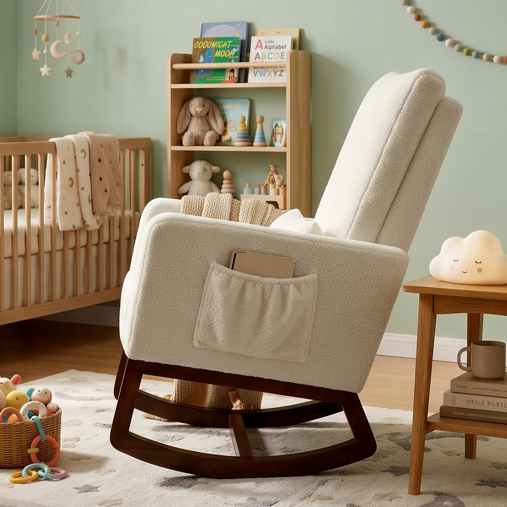 LULO, rocking chair allaitement en flanelle blanche, photo 4