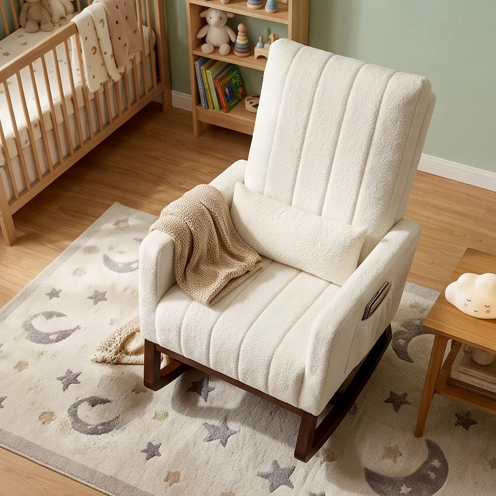 LULO, rocking chair allaitement en flanelle blanche, photo 6