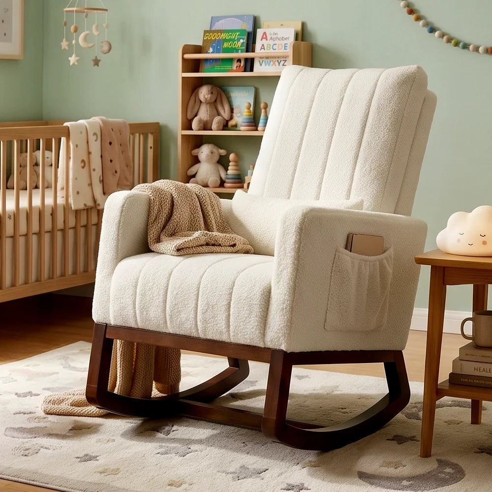 LULO, rocking chair allaitement en flanelle blanche, photo 1