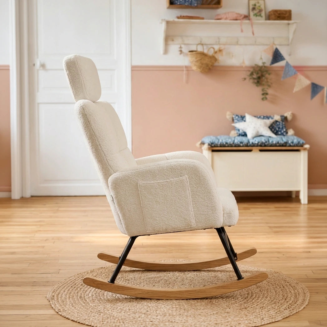 NORKA – Rocking Chair Ultra Doux Appui-Tête & Accoudoirs